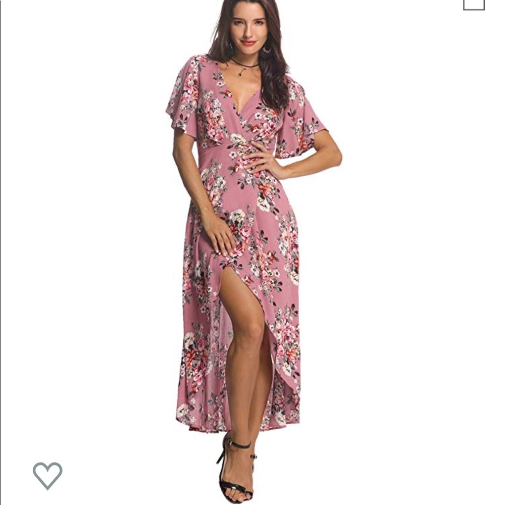 Beautiful high low slit front floral dress